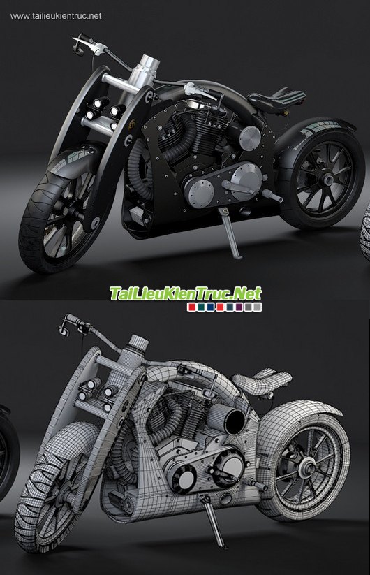 Hướng dẫn dựng hình 3D một chiếc môtô cực chất