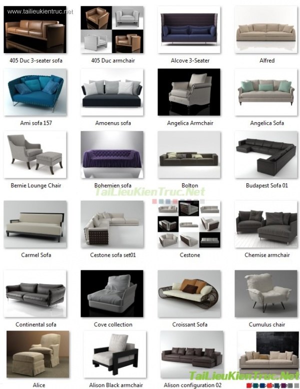 Tổng hợp 37 File 3D model Sofa các loại