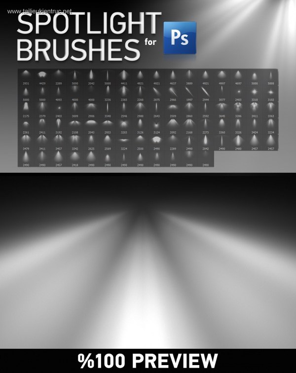 Thư viện 71 HQ Spotlight Brushes dùng cho Photoshop