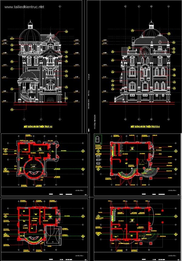 Hồ sơ thiết kế Biệt thự Lâu đài 4 Tầng Tân cổ điển diện tích 13x14m - 0037