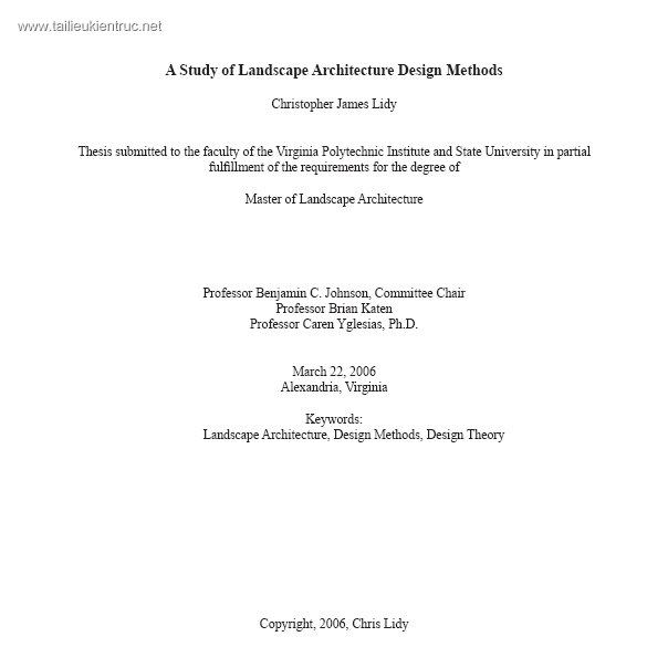 A Study of Landscape Architecture Design Methods