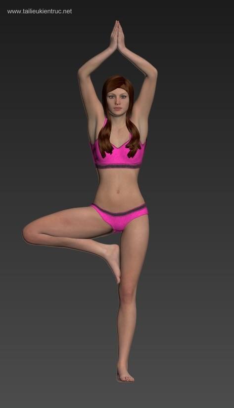 Thư viện 3D model cô gái tập Yoga full
