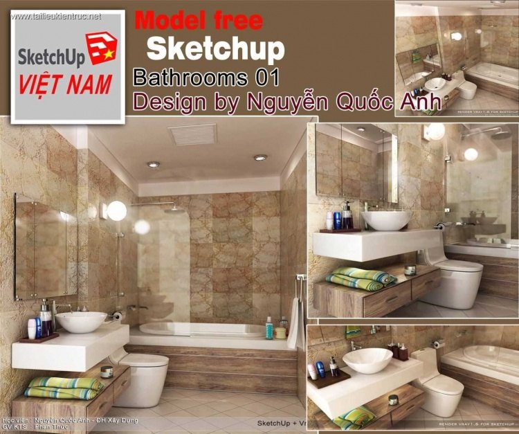 Sence Phòng tắm WC 04 - Thiết kế nội thất phòng tắm + Wc file Sketchup