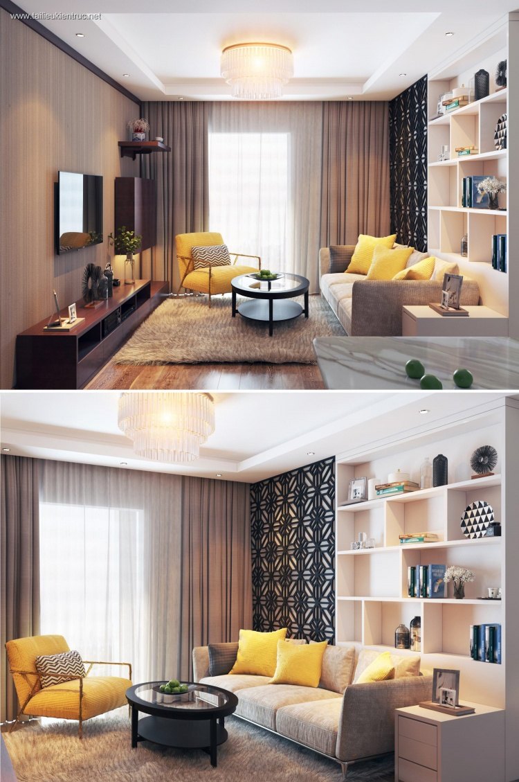 Phối cảnh nội thất 3D phòng khách với phong cách Hiện đại và đẹp 00059