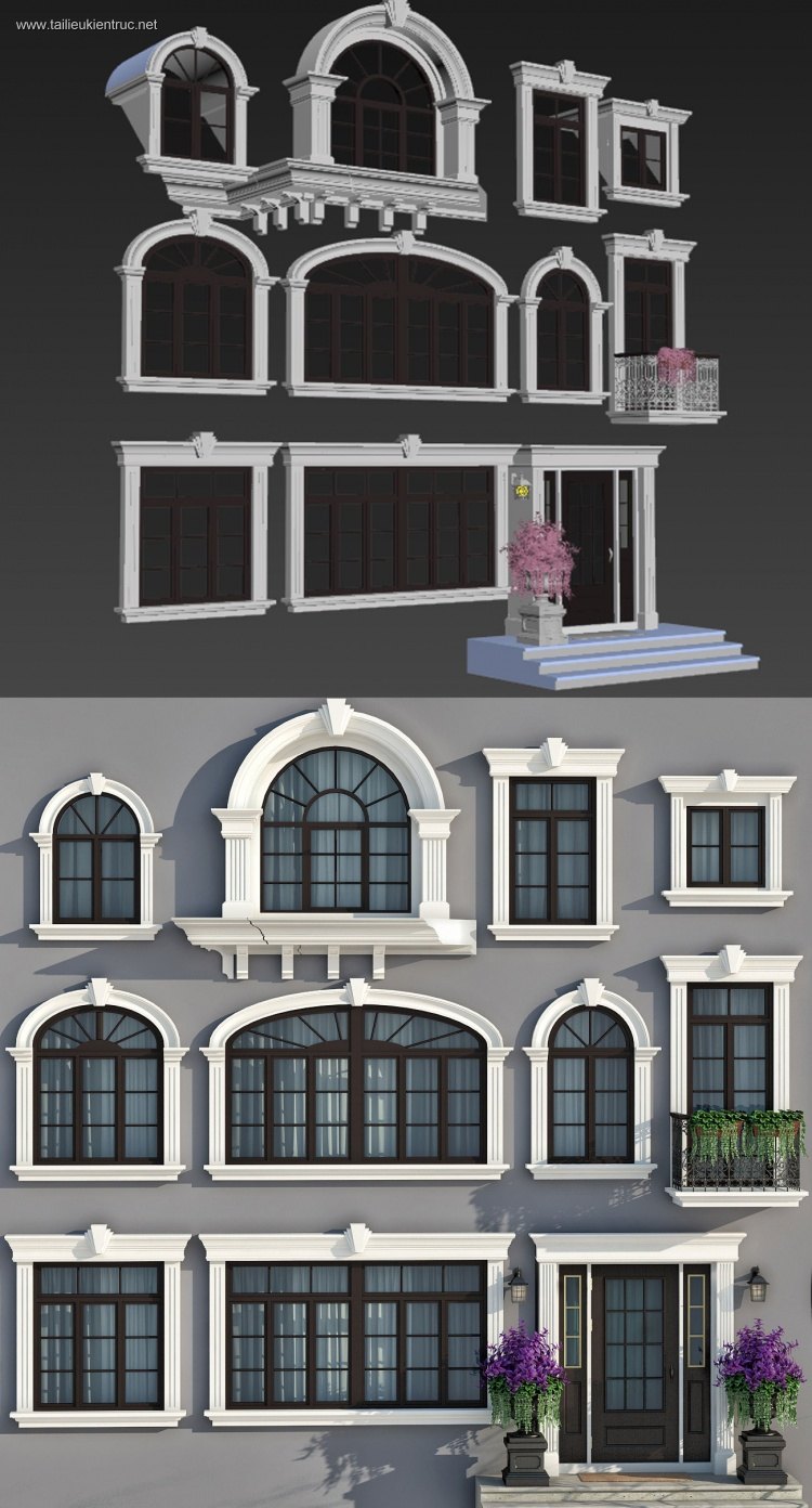 Thư viện 3d tổng hợp 11 model khung cửa sổ cổ điển Châu âu cực đẹp