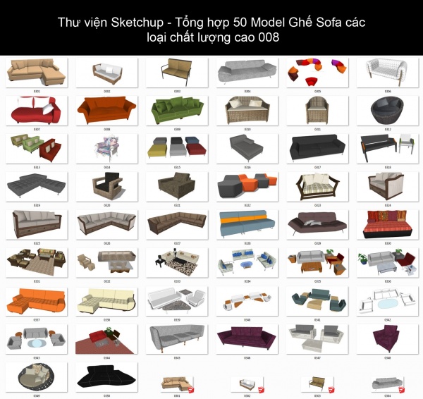 Thư viện Sketchup - Tổng hợp 50 Model Ghế Sofa các loại chất lượng cao 008
