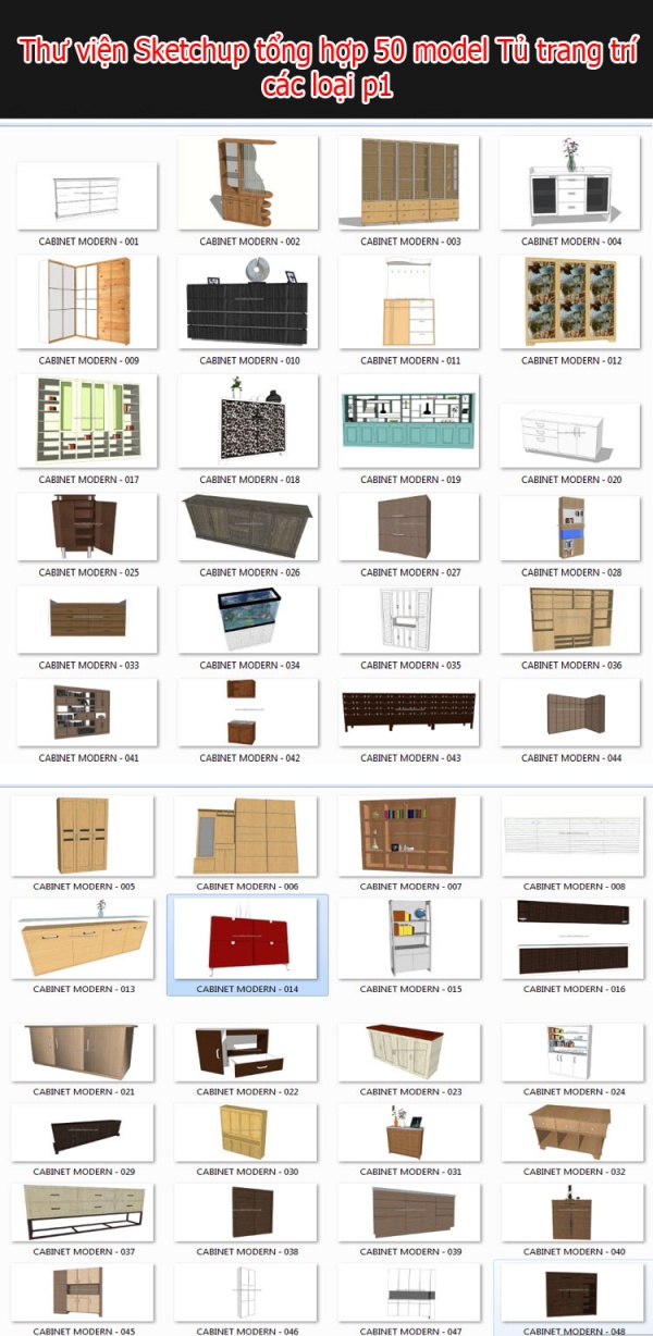 Thư viện 3d sketchup Tổng hợp 50 Model về tủ trang trí các loại P1