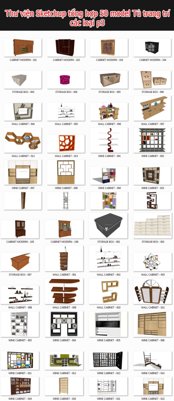 Thư viện 3d sketchup Tổng hợp 50 Model về tủ trang trí các loại P3