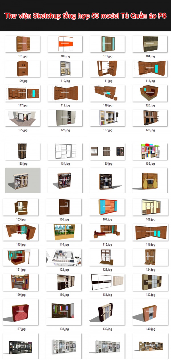 Thư viện 3d sketchup Tổng hợp 50 Model về Tủ Quần áo P8