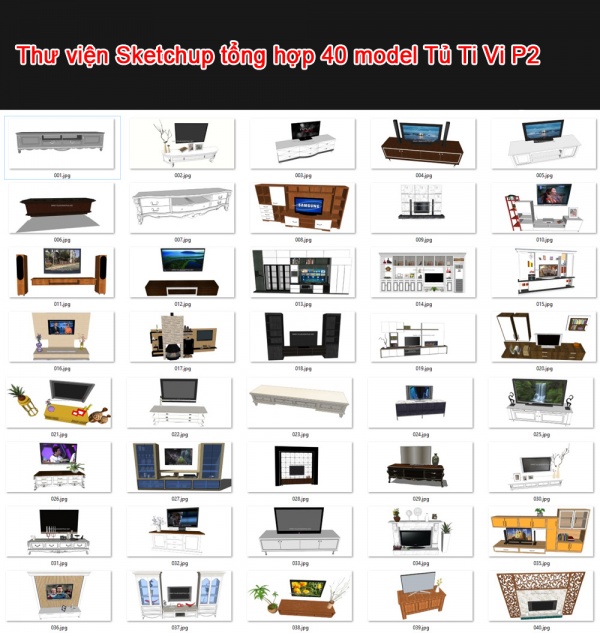 Thư viện 3d sketchup Tổng hợp 40 Model TV Cabinet P2