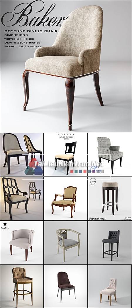 Thư viện 3dsmax tổng hợp Model Ghế tân cổ điển Classic Chair các loại 00033