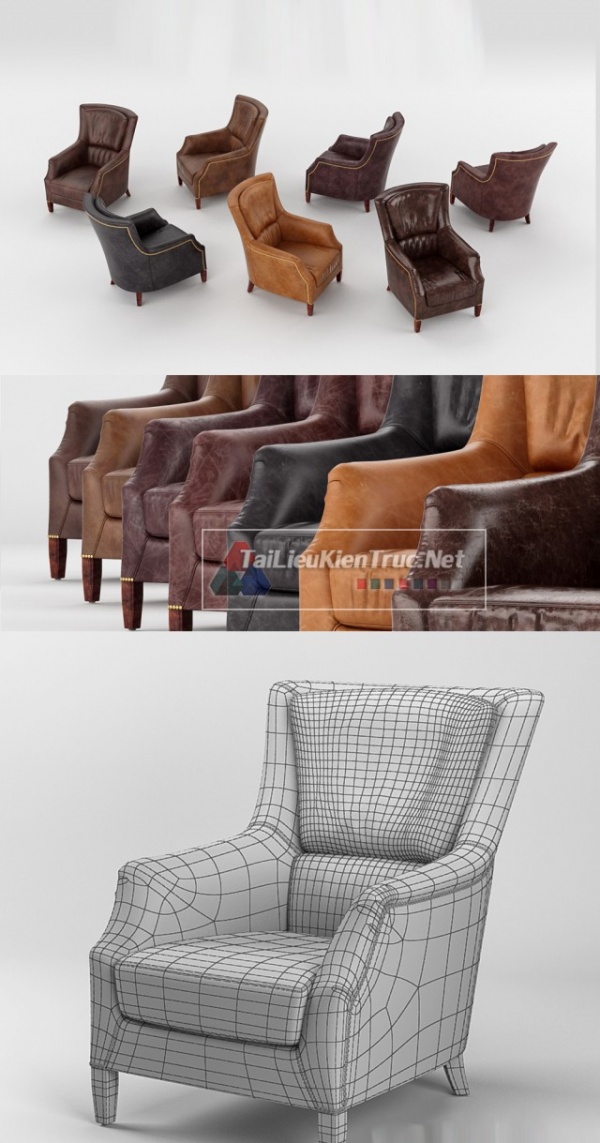 Thư viện 3dsmax tổng hợp Model Ghế armchair gồm các màu da, nỉ để lựa chọn 00034