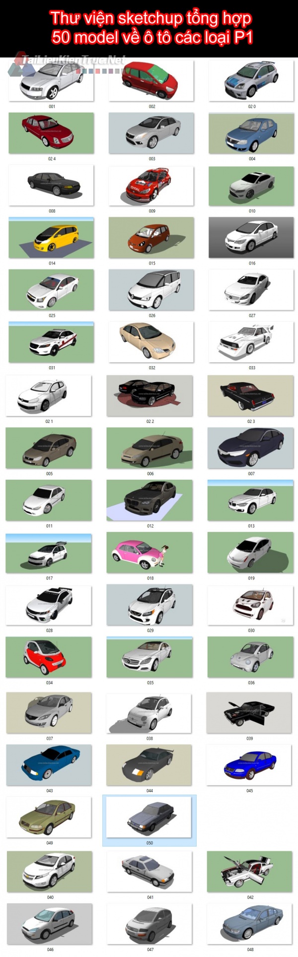 Thư viện sketchup tổng hợp 50 model về ô tô các loại P1