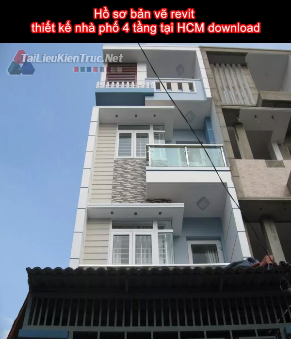Hồ sơ bản vẽ revit thiết kế nhà phố 4 tầng tại HCM download