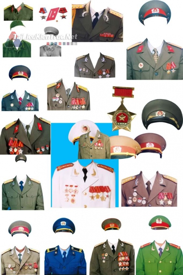Thư viện photoshop file PSD Mẫu áo quân phục quân đội nhân dân việt nam p2