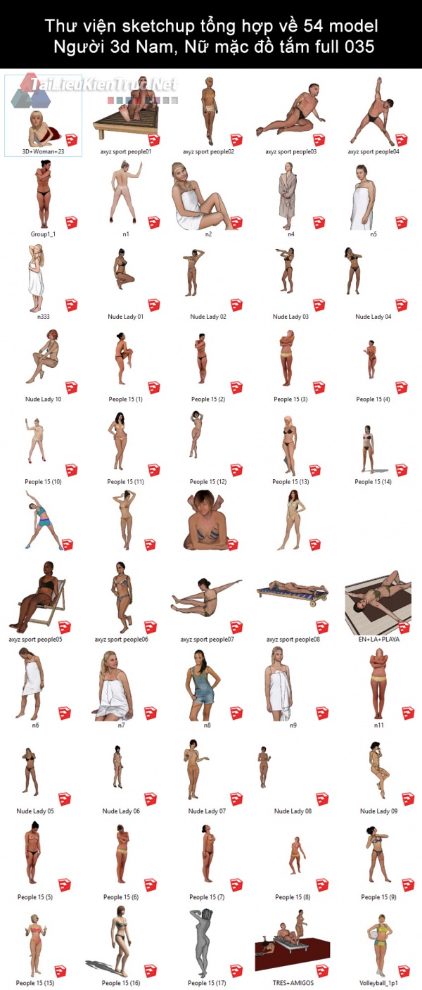 Thư viện sketchup tổng hợp về 54 model Người 3d Nam, Nữ mặc đồ tắm full 035