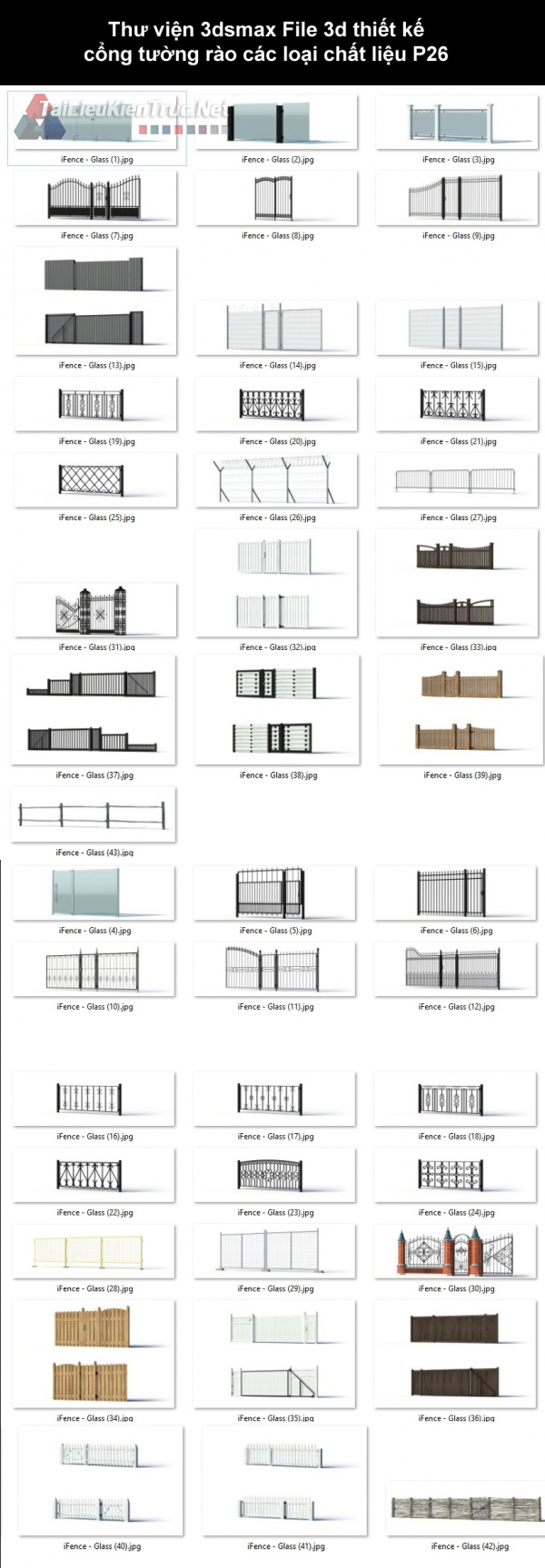 Thư viện 3dsmax File 3d thiết kế cổng tường rào các loại chất liệu P26