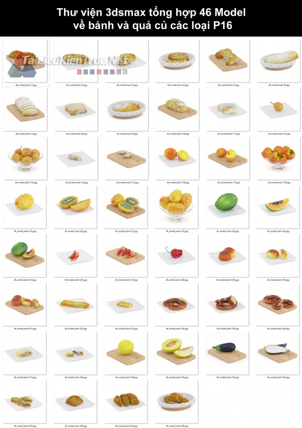 Thư viện 3dsmax tổng hợp 46 Model về bánh và quả củ các loại p16