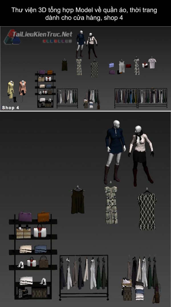 Thư viện 3D tổng hợp Model về quần áo thời trang dành cho cửa hàng, shop 4
