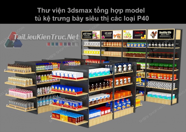 Thư viện 3dsmax tổng hợp Model tủ kệ trưng bày siêu thị các loại P40