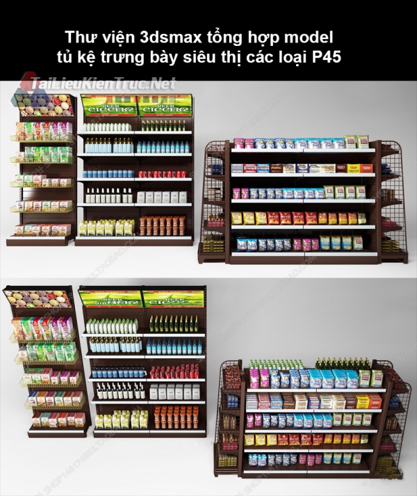 Thư viện 3dsmax tổng hợp Model tủ kệ trưng bày siêu thị các loại P45 
