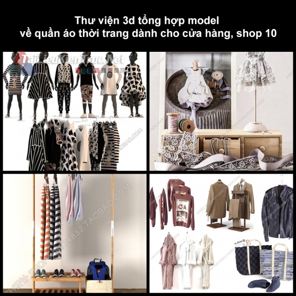 Thư viện 3D tổng hợp Model về quần áo thời trang dành cho cửa hàng, shop 10