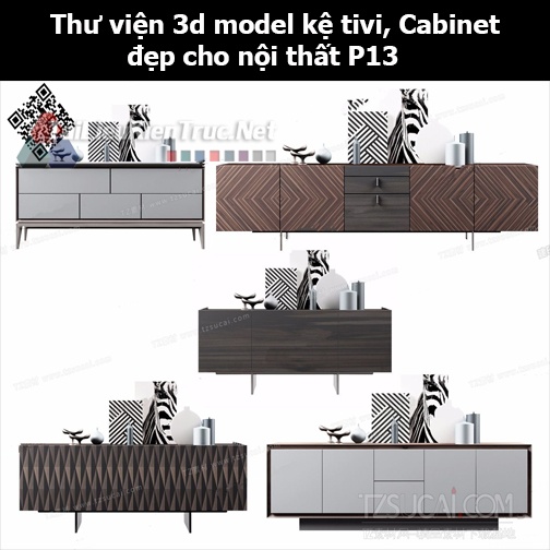 Thư viện 3d model Kệ tivi, Cabinet đẹp cho nội thất P13