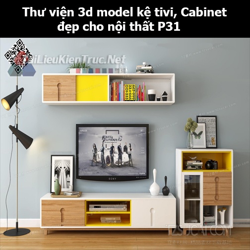 Thư viện 3d model Kệ tivi, Cabinet đẹp cho nội thất P31