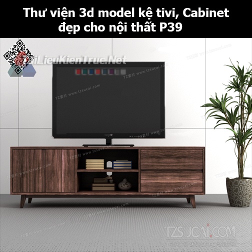 Thư viện 3d model Kệ tivi, Cabinet đẹp cho nội thất P39