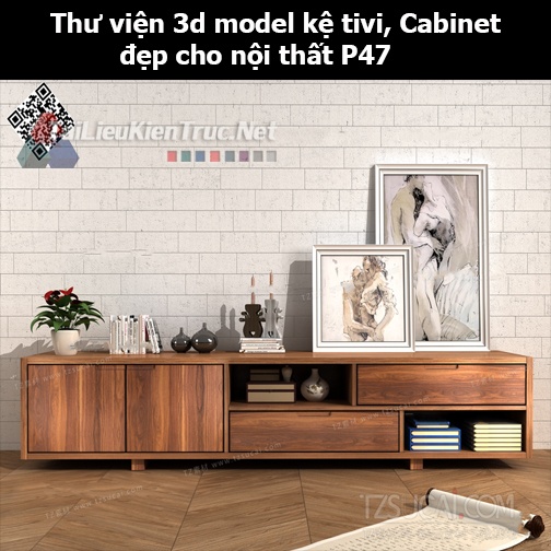 Thư viện 3d model Kệ tivi, Cabinet đẹp cho nội thất P47
