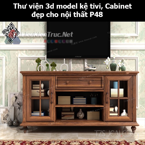 Thư viện 3d model Kệ tivi, Cabinet đẹp cho nội thất P48