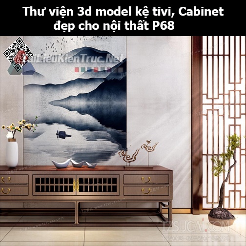 Thư viện 3d model Kệ tivi, Cabinet đẹp cho nội thất P68