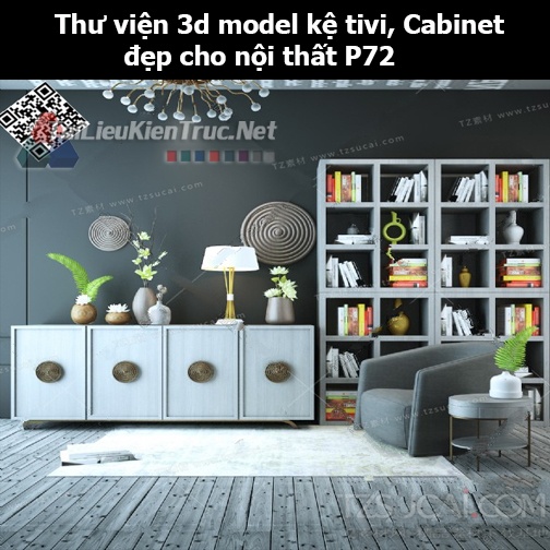 Thư viện 3d model Kệ tivi, Cabinet đẹp cho nội thất P72