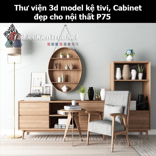 Thư viện 3d model Kệ tivi, Cabinet đẹp cho nội thất P75