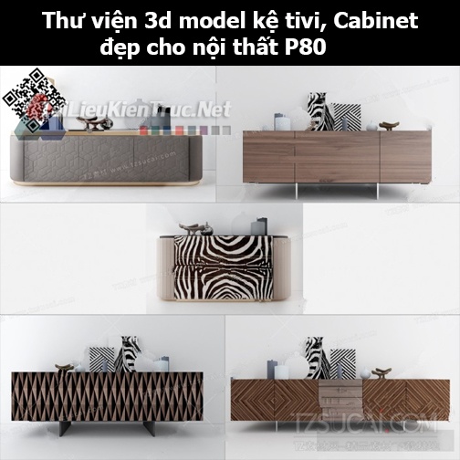Thư viện 3d model Kệ tivi, Cabinet đẹp cho nội thất P80