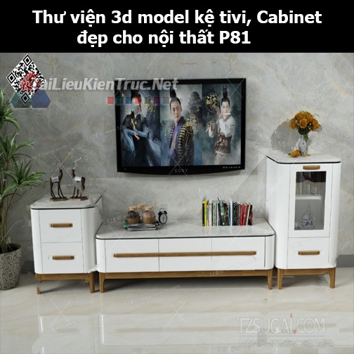Thư viện 3d model Kệ tivi, Cabinet đẹp cho nội thất P81