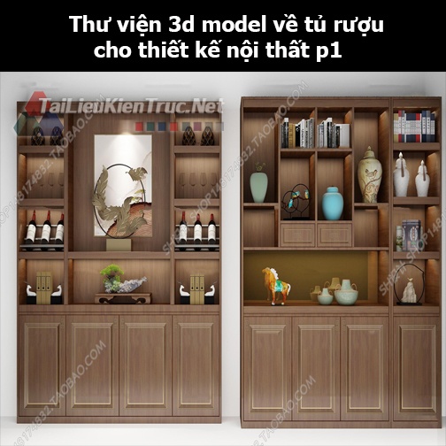 Thư viện 3d model về tủ rượu cho thiết kế nội thất p1