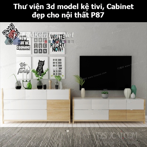 Thư viện 3d model Kệ tivi, Cabinet đẹp cho nội thất P87
