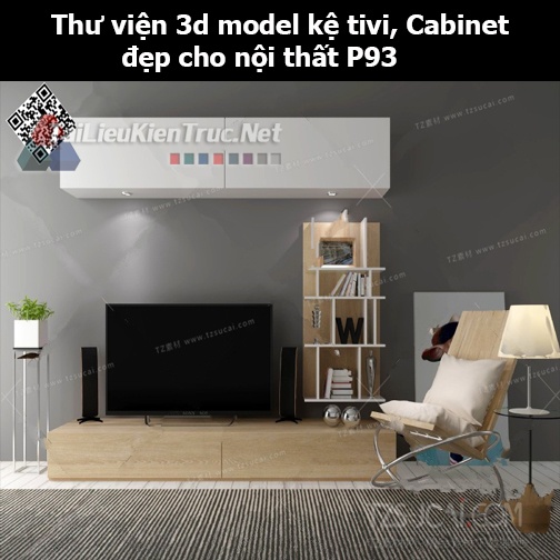 Thư viện 3d model Kệ tivi, Cabinet đẹp cho nội thất P93
