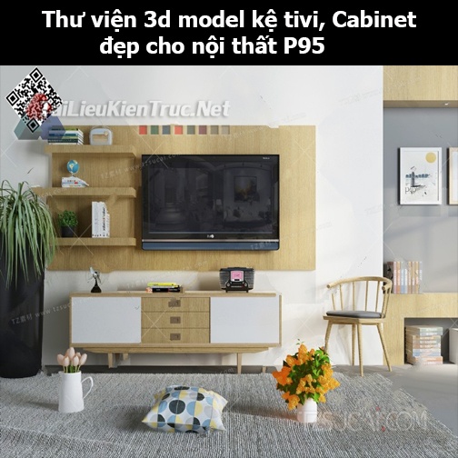 Thư viện 3d model Kệ tivi, Cabinet đẹp cho nội thất P95