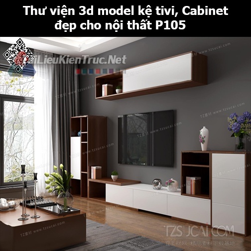 Thư viện 3d model Kệ tivi, Cabinet đẹp cho nội thất P105