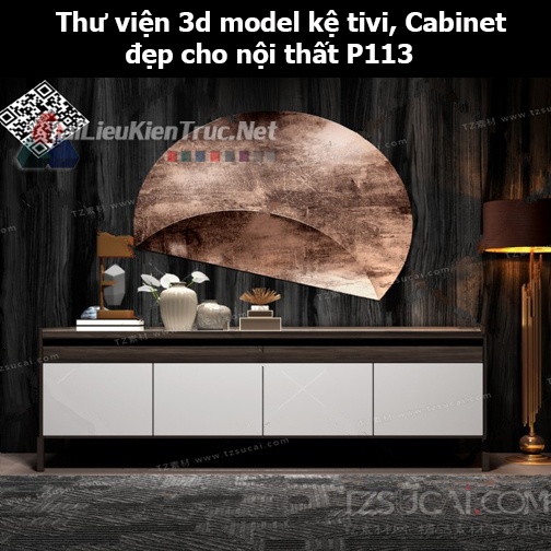 Thư viện 3d model Kệ tivi, Cabinet đẹp cho nội thất P113