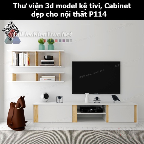 Thư viện 3d model Kệ tivi, Cabinet đẹp cho nội thất P114