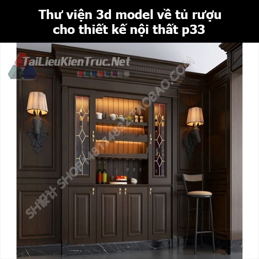 Thư viện 3d model về tủ rượu cho thiết kế nội thất p33
