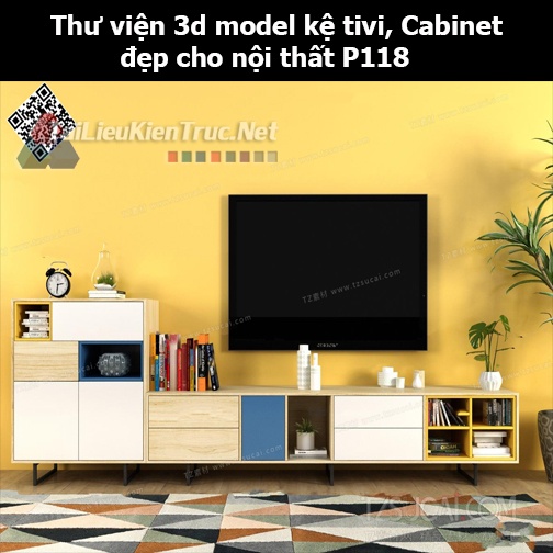 Thư viện 3d model Kệ tivi, Cabinet đẹp cho nội thất P118