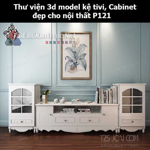 Thư viện 3d model Kệ tivi, Cabinet đẹp cho nội thất P121