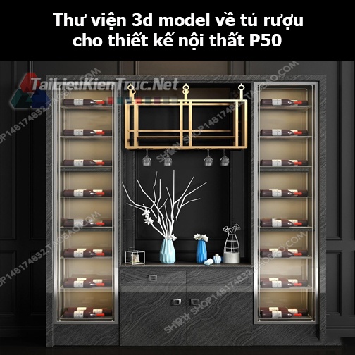 Thư viện 3d model về tủ rượu cho thiết kế nội thất p50