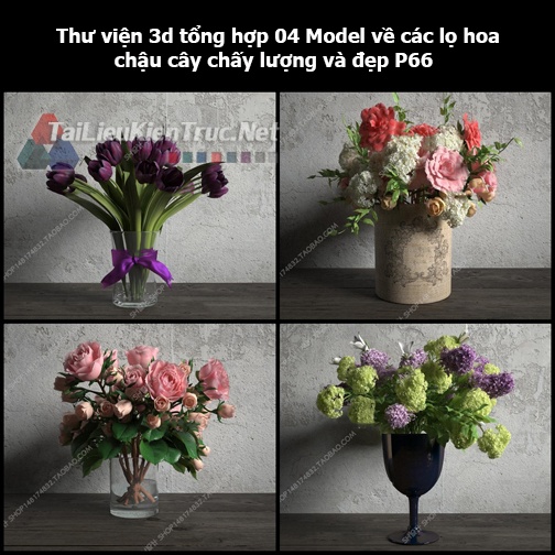 Thư viện 3d tổng hợp 04 Model về các lọ hoa, chậu cây chất lượng và đẹp P66