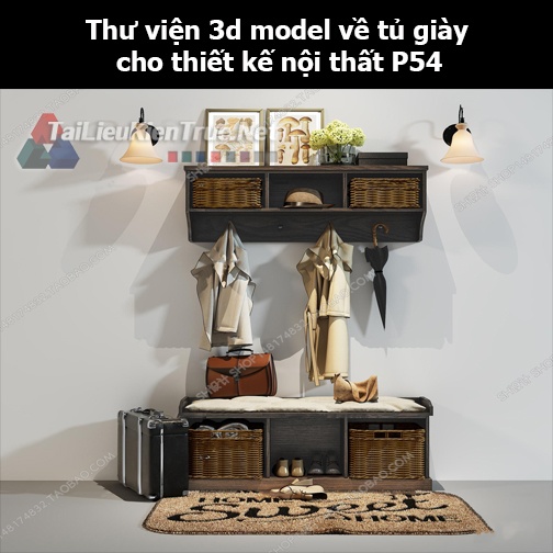 Thư viện 3d model về tủ giày cho thiết kế nội thất p54