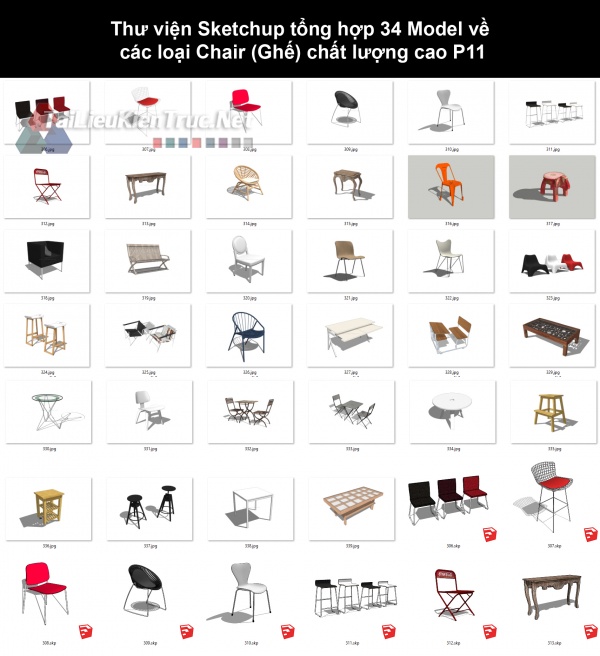 Thư viện Sketchup tổng hợp 34 Model về các loại Chair (Ghế) chất lượng cao P11
